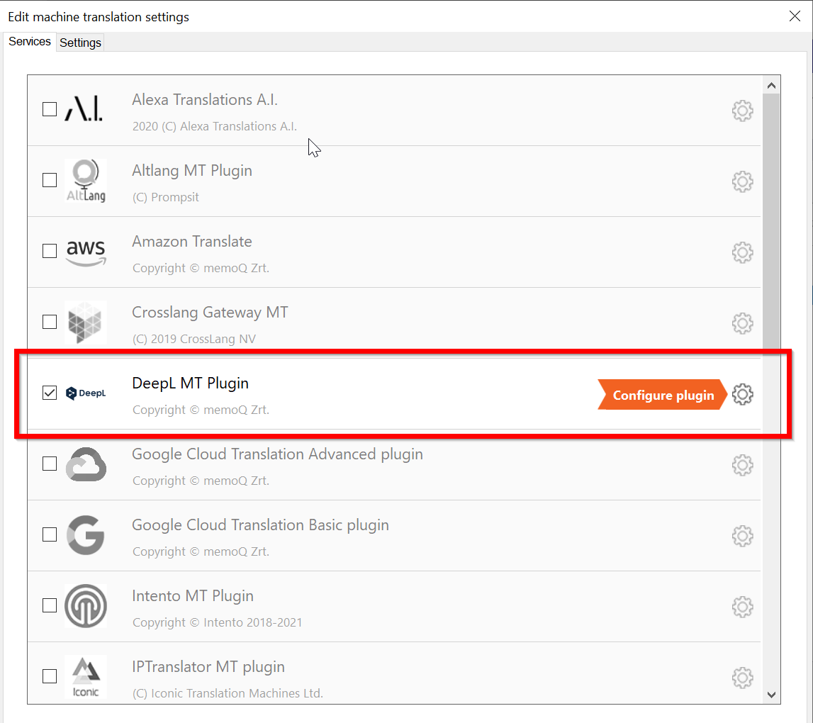 How to set up the Memoq Translator Pro 9.8™ plugin for DeepLpic5